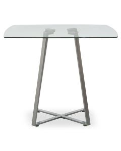 Metropolitan Square Clear Glass Top Dining Table With Grey Iron Legs