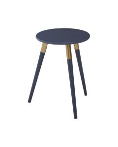 Nostra Round Wooden Side Table In Dark Grey