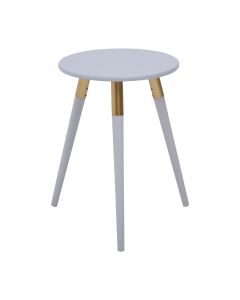 Nostra Round Wooden Side Table In Light Grey