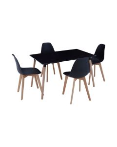 Varberg Wooden Dining Table With 4 Chairs In Black
