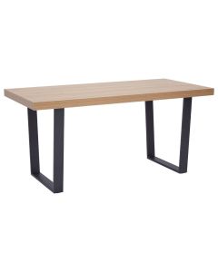 Oakton Rectangular Wooden Dining Table In Natural With Black Metal Legs