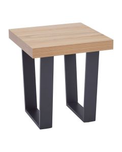 Oakton Square Wooden Side Table In Natural With Black Metal Frame