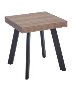Oakwill Square Wooden Side Table In Oak With Black Metal Frame