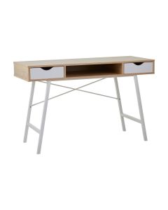 Bradbury Computer Desk With 2 Drawers In Natural Oak And White