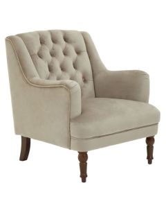 Lily Velvet Upholstered Armchair In Mink