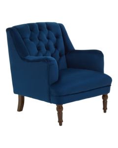 Lily Velvet Upholstered Armchair In Midnight Blue