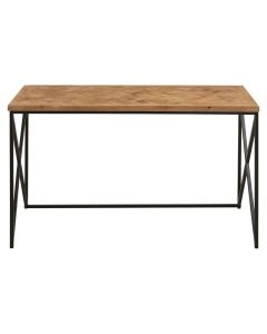 Kickford Wooden Console Table In Natural With Black Iron Frame