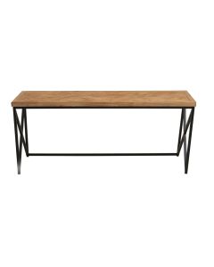 Kickford Wooden Coffee Table In Natural With Black Iron Frame