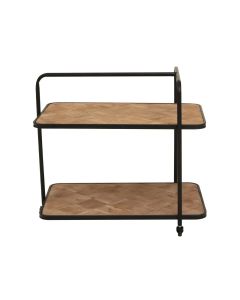 Kickford Wooden Serving Trolley In Natural With Black Iron Frame