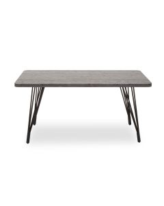 Anube Rectangular Wooden Dining Table In Dark Grey With Black Metal Legs