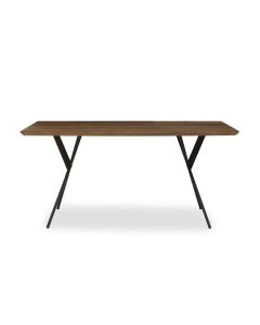 Arron Rectangular Wooden Dining Table In Brown With Black Metal Legs