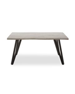 Andry Rectangular Wooden Dining Table In Grey With Black Metal Legs