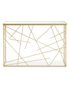 Farran Mirror Top Console Table With Gold Metal Frame