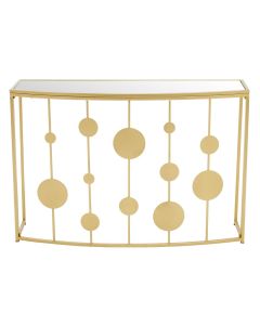 Farran Glass Console Table With Mirror And Gold Metal Frame