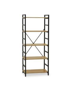 Laxton 5 Tier Wooden Shelving Unit In Light Yellow