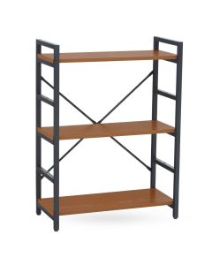 Laxton 3 Tier Wooden Shelving Unit In Red Pomelo With Black Frame