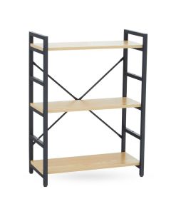 Laxton 3 Tier Wooden Shelving Unit In Light Yellow With Black Frame