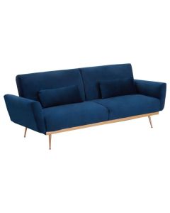 Hatton Velvet Upholstered Sofa Bed In Dark Blue