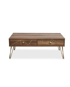 Flori Wooden Coffee Table With 2 Drawers In Brown