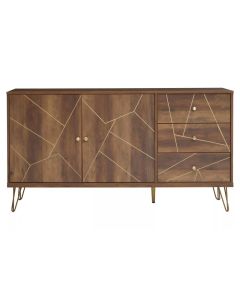 Flori Wooden Sideboard With 2 Doors And 3 Drawers In Brown