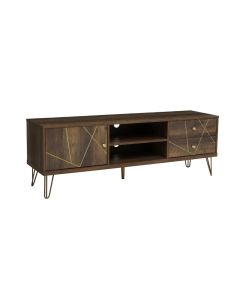 Flori Wooden TV Stand With 1 Door And 2 Drawers In Brown