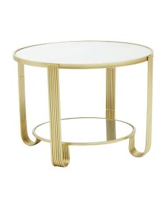 Jolie Round Mirrored Top Side Table With Gold Metal Frame