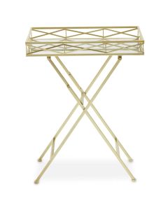Jolie Rectangular Side Table In Gold Metal Frame