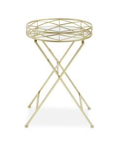 Jolie Round Side Table With Gold Tray Metal Frame