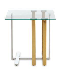 Alvea Clear Glass End Table With Gold And Silver Legs