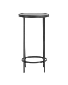 Xania Round Antique Mirrored Glass Side Table In Monochrome Hues