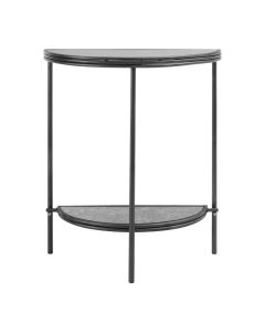 Xania Semi Circle Antique Mirrored Glass Console Table In Monochrome Hues