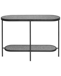 Xania Rectangular Antique Mirrored Glass Console Table In Monochrome Hues