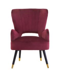 Loretta Velvet Cut Out Back Bedroom Chair In Wine