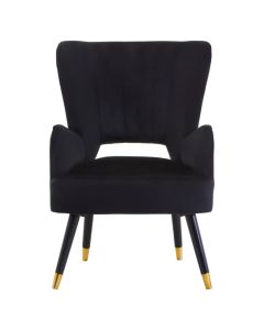 Loretta Velvet Cut Out Back Bedroom Chair In Black