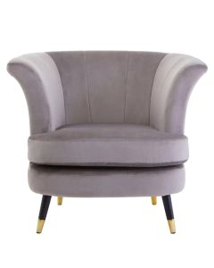 Loretta Velvet Scalloped Bedroom Chair In Mink