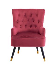 Loretta Velvet Tufted Bedroom Chair In Wine