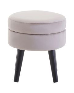 Loretta Velvet Stool In Mink With Black Wooden Legs