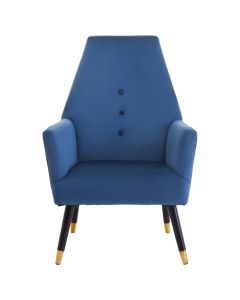 Loretta Velvet Button Detail Bedroom Chair In Midnight Blue