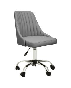 Brent Faux Leather Home And Office Chair In Grey With Chrome Base