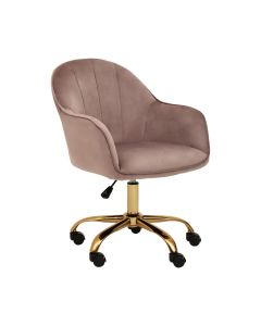 Brent Velvet Home And Office Chair In Pink With Gold Base