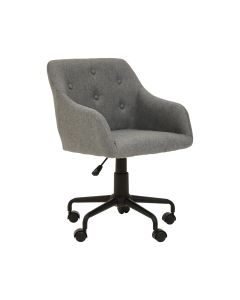 Brent Tufted Fabric Home And Office Chair In Grey With Black Base