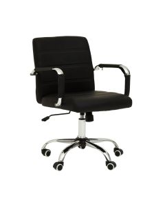 Brent Faux Leather Home And Office Chair In Black With Chrome Base