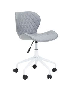 Brent Faux Leather Home And Office Chair In Grey With White Base