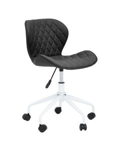 Brent Faux Leather Home And Office Chair In Black With White Base