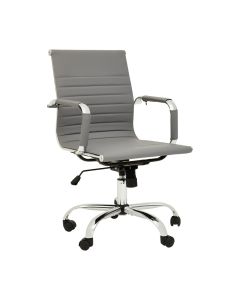 Brent Low Back Faux Leather Home And Office Chair In Grey