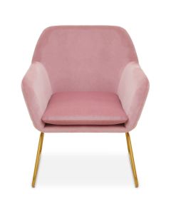 Xander Velvet Armchair In Pink With Gold Metal Frame