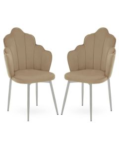 Tian MInk Velvet Dining Chairs With Chrome Metal Legs In Pair