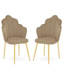 Tian MInk Velvet Dining Chairs With Gold Metal Legs In Pair