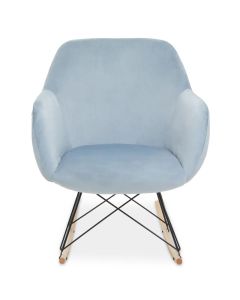 Stockholm Small Velvet Rocking Chair In Blue