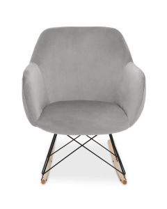 Stockholm Small Velvet Rocking Chair In Grey